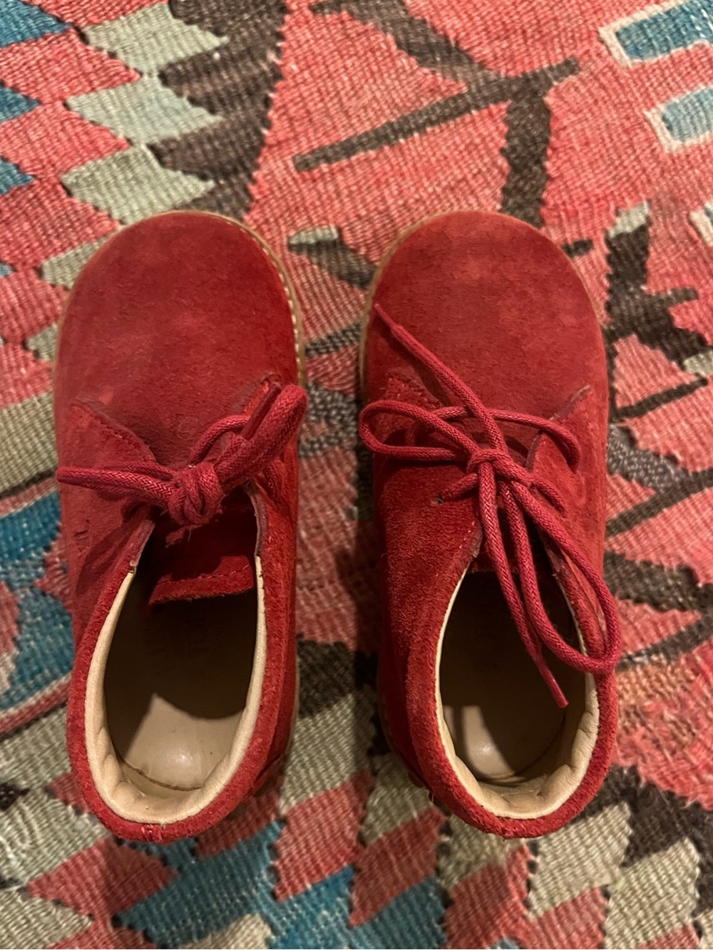Tod's Red Suede Kids Lace-Up Boots